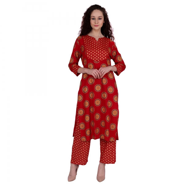 Red Printed Kurti